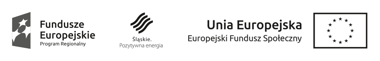 Logotypy Fundusze Europejskie Program Regionalny, Śląskie Pozytywna energia, Unia Europejska Europejski Fundusz Społeczny